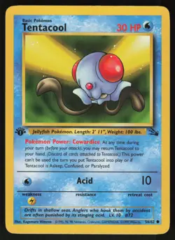 Pokemon Tentacool Common 1st Edition Fossil 56/62 NM - Image 1