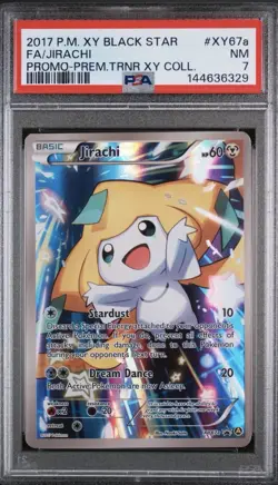 PSA 7 2017 Pokemon TCG XY Black Star Promos Jirachi XY67a EN Holo FA - Image 1