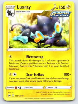 Luxray 043/159 Rare Crown Zenith Pokemon Near Mint - Image 1