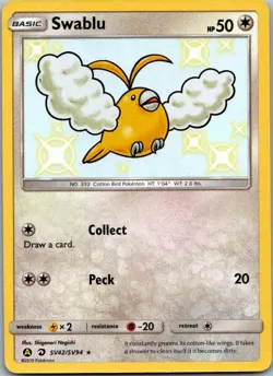 Swablu SV42/SV94 Shiny Rare Hidden Fates Shiny Vault Pokemon Near Mint - Image 1