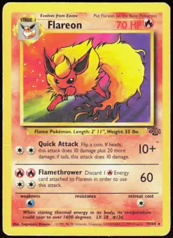 Flareon 19/64 Rare Jungle Pokemon Unlimited Heavily Played - Image 1