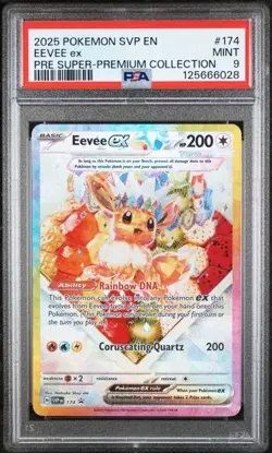 Pokemon Prismatic Evolutions Super-Premium Collection #174 Eevee EX, PSA 9 - Image 1