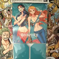 Bandai Namco One Piece Card Game Nami & Robin Blue Cardboard Deck Box - Image 1