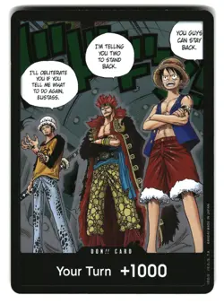 DON!! Card (Trafalgar Law, Eustass Kid and Monkey.D.Luffy) One Piece Foil NM - Image 1