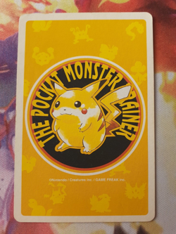 1998 Pokemon Machop 3 of Clubs Yellow Pikachu Deck Playing Card Heavily Played - Image 2