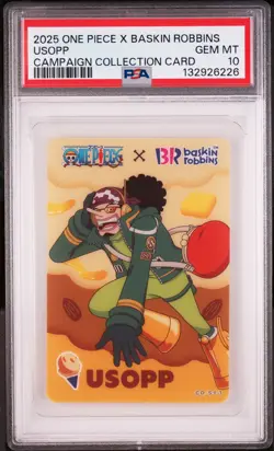 2025 ONE PIECE X BASKIN ROBBINS ONE PIECE CAMPAIGN COLLECTION CARDS USOPP PSA 10 - Image 1