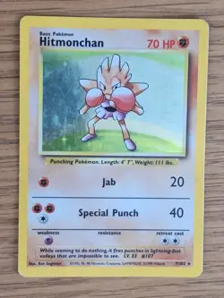 Pokemon TCG Hitmonchan 7/102 Base Set Holo Rare Card good Condition - Image 1