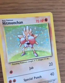 Pokemon TCG Hitmonchan 7/102 Base Set Holo Rare Card good Condition - Image 2
