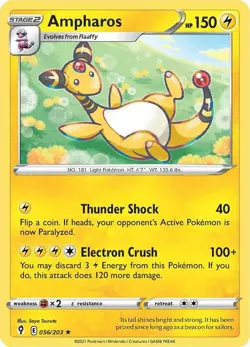 Ampharos Rare SWSH07: Evolving Skies 056/203 NM Reverse Holo - Image 1