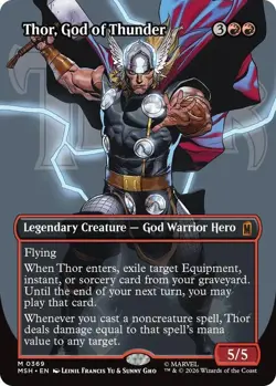 Thor, God of Thunder (MSH 0369) NON-Foil Borderless MTG Marvel Super Heroes - Image 1