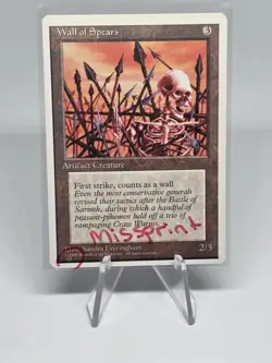 Magic The Gathering TCG Wall Of Spears Fourth Edition Misprint! Vintage MTG 1994 - Image 2