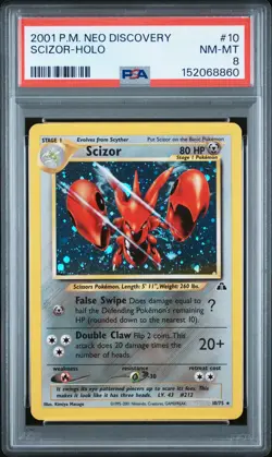 2001 POKEMON NEO DISCOVERY #10 SCIZOR-HOLO PSA 8 - Image 1
