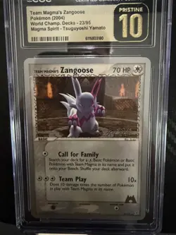 2004 Pokemon Team Magma's Zangoose Rare WORLD CHAMPIONYAMATO 23/95 pristine 10 - Image 1
