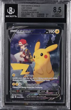 2022 POKEMON SWORD & SHIELD LOST ORIGIN #TG16 FULL ART/PIKACHU V BGS 8.5 - Image 1