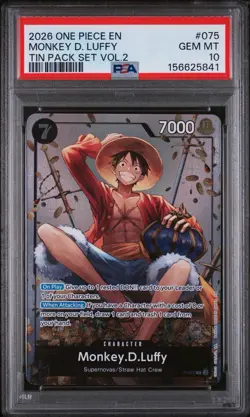 2026 ONE PIECE PROMOS TIN PACK SET VOL.2 #075 MONKEY D. LUFFY PSA 10 - Image 1