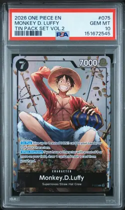 2026 ONE PIECE PROMOS TIN PACK SET VOL.2 #075 MONKEY D. LUFFY PSA 10 - Image 1