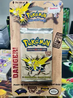 MINTY 1999 Pokemon WotC Fossil Blister Booster Pack (Zapdos Art) FACTORY SEALED - Image 1