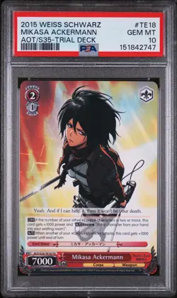 PSA 10 Mikasa Ackermann #TE18 TD Weiss Schwarz Trial Deck 2015 Card Promo - Image 1
