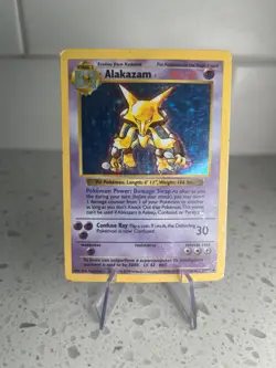 Alakazam 1/102 Holo Shadowless Base Set 1999 Pokemon Card DMG - Image 1