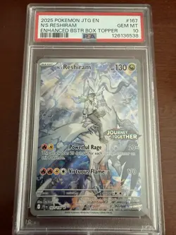 Ns Reshiram Stamped Promo PSA 10 2025 Pokemon Journey Together Box Topper - Image 1