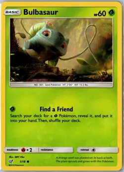 Pokemon Card - Bulbasaur 1/18 Detective Pikachu Common Holo Lightly Played - Image 1
