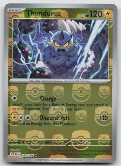 POKEMON THUNDURUS 033/086 RARE HOLOFOIL POKEBALL PATTERN BLACK BOLT NM CARD - Image 1