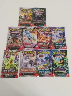Pokemon 10 Paldea Evolved/Temporal Forces/Obsidian Flames Sealed Booster Packs - Image 1