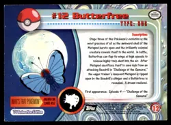 Butterfree #12 Topps Trading Cards Series 1 Pokemon MP - Image 2