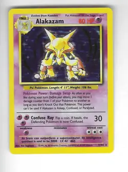 Alakazam 1/102 Holo Rare Base Set Pokemon Card 1999 WOTC - Image 1
