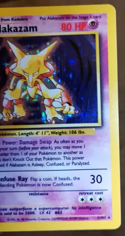 Alakazam 1/102 Holo Rare Base Set Pokemon Card 1999 WOTC - Image 4