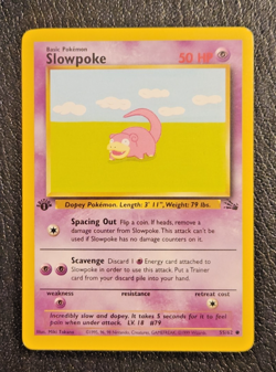 Slowpoke 1st Edition Vintage Pokemon Card ( #55/62 - 1999 Fossil - LP/NM ) - Image 1
