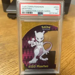 2000 Topps Pokemon Mewtwo TV Animation Clear Cards #7 PSA 7 - Image 1