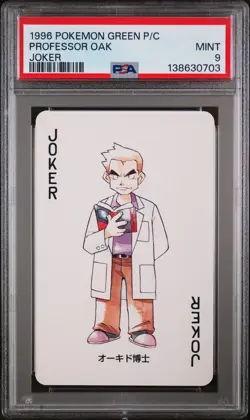1996 POKEMON GREEN VERSION PLAYING CARDS JOKER PROFESSOR OAK PSA 9 - Image 1