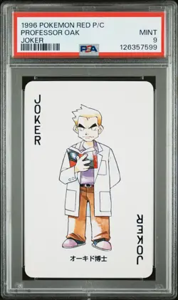 1996 POKEMON RED VERSION PLAYING CARDS JOKER PROFESSOR OAK PSA 9 - Image 1