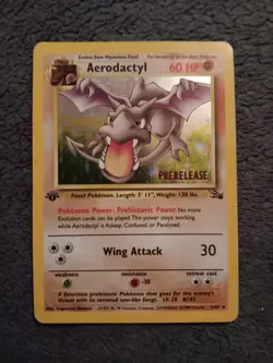 Pokemon TCG Aerodactyl Fossil 1st Edition Holo Prerelease Rare MP Condition - Image 1