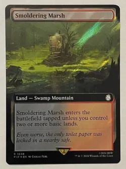 Smoldering Marsh Extended Surge Foil - Universes Beyond: Fallout PIP MTG - Image 1