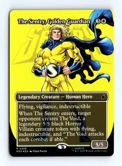 The Sentry, Golden Guardian (Borderless Foil) 0358 MTG Marvel Super Heroes (MSH) - Image 1