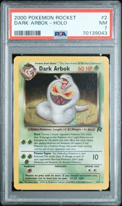 2000 Pokemon Team Rocket Holo Dark Arbok 2/82 PSA 7 NM! - Image 1