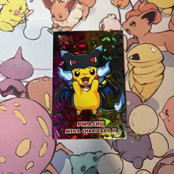 Poncho Pikachu Mega Charizard Rainbow Holo Pokemon Card Database Team Rocket - Image 1