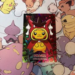 Poncho Pikachu Shiny Gyarados Rainbow Holo Pokemon Card Database Team Rocket - Image 1