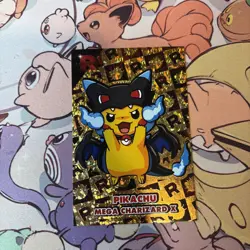 Poncho Pikachu Mega Charizard Gold Holo Pokemon Card Database Team Rocket - Image 1