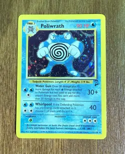 Pokemon TCG Poliwrath Holographic Base Set 2 Swirl Card 15/130 - Image 3