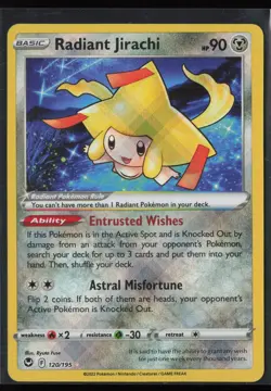 Radiant Jirachi 120/195 Radiant Rare Silver Tempest Pokemon Holo Near Mint - Image 1