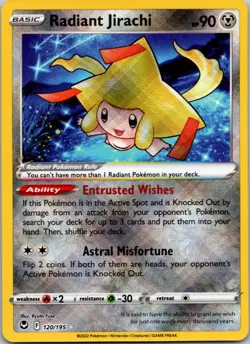 Radiant Jirachi 120/195 Radiant Rare Silver Tempest Pokemon Near Mint - Image 1