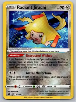 Radiant Jirachi 120/195 Radiant Rare Silver Tempest Pokemon Near Mint - Image 1