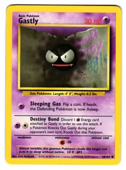 Gastly 50/102 Common Base Set Unlimited Pokemon Lightly Played - Image 1