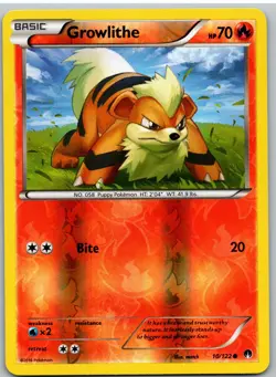 Growlithe 10/122 Common BREAKpoint Pokemon Reverse Holo - Image 1