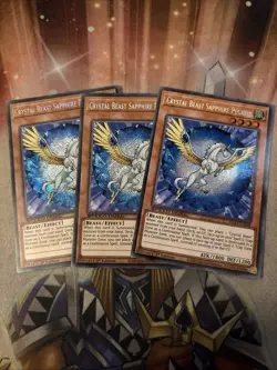 YUGIOH CRYSTAL BEAST SAPPHIRE PEGASUS SECRET RARE! X3 1ST SGX1-ENF08 (NM) - Image 1