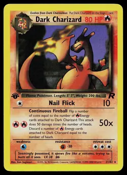Pokemon Card - Dark Charizard Team Rocket 21/82 1st Edition Rare Non Holo - Image 1