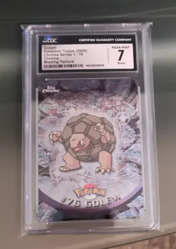 CGC 7 NM Golem 76 Topps CHROME Series 1 ERROR "Missing Texture" Pokemon Card 016 - Image 1